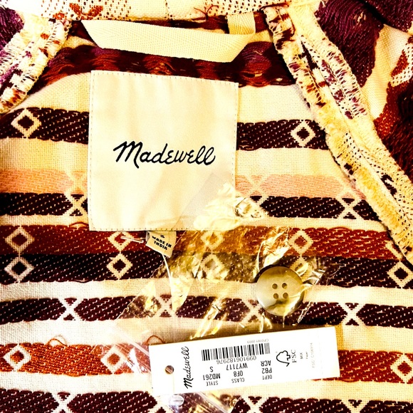 NWT Madewell Jacket Open front Bohemian Size S 100% cotton side pockets - Picture 8 of 11